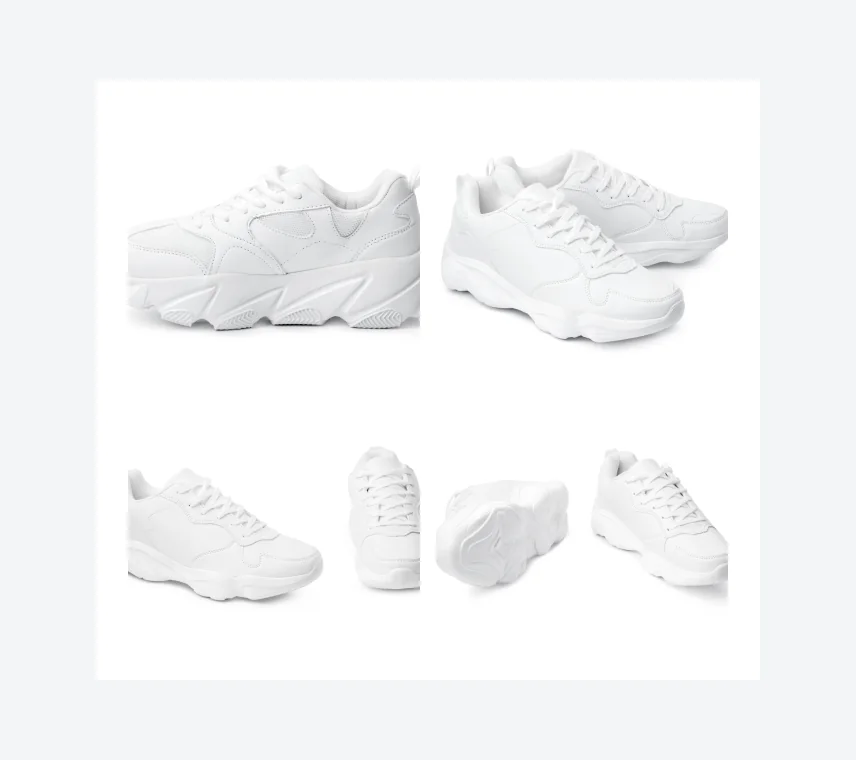 A gallery of six studio shots of the sneaker.