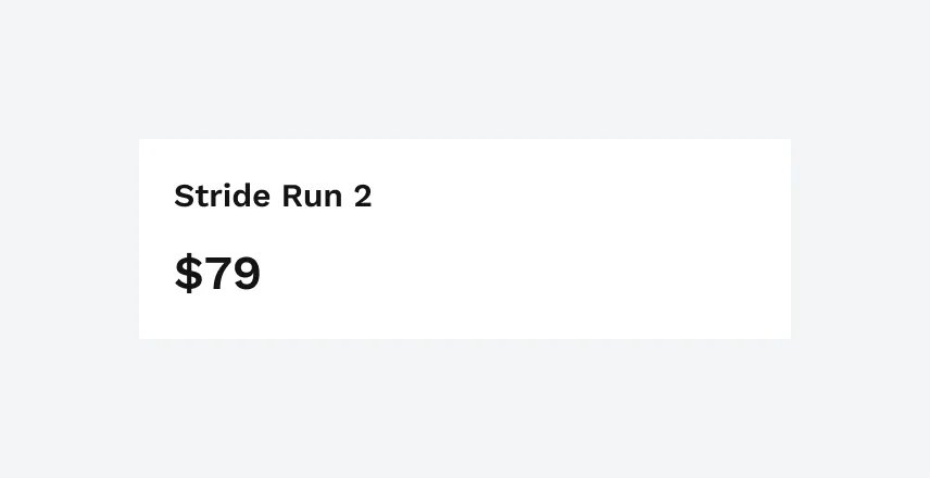 Stride Run 2 with the price $79 and nothing else.