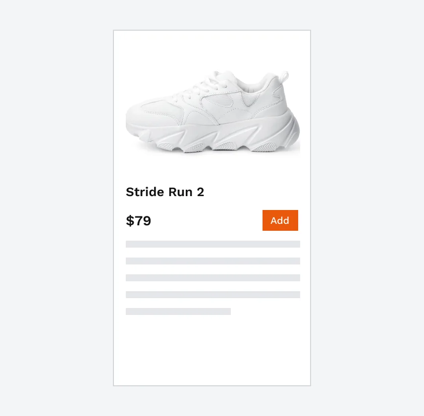 A phone screen with a small “Add” button next to the price.