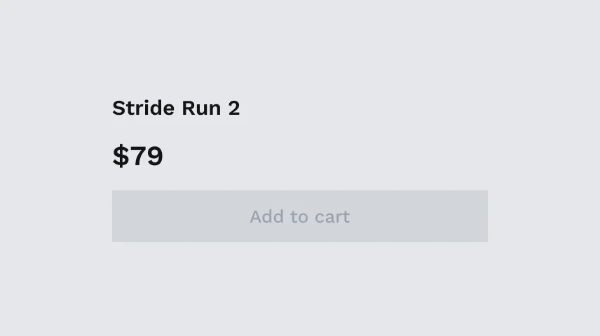 A grey Add to cart button on a grey card.