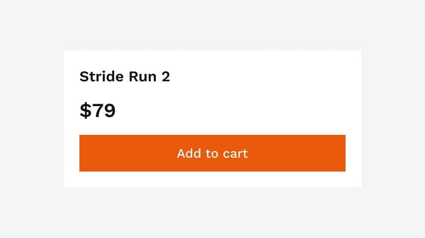An orange Add to cart button on a white card.