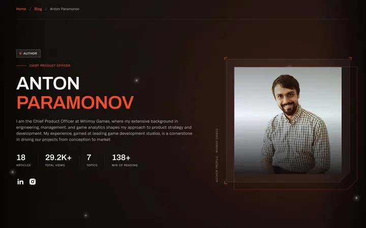 Blog author page, first screen