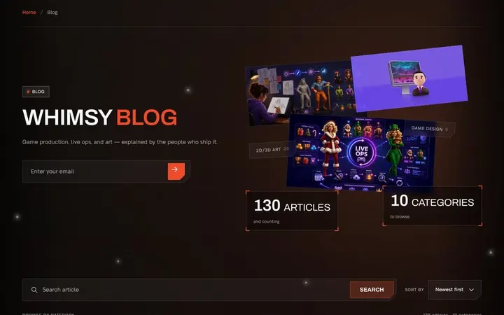 Blog page, first screen