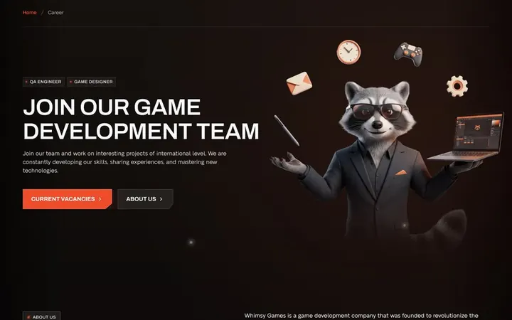 Careers page, first screen