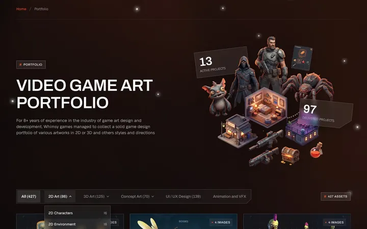 Portfolio page, first screen