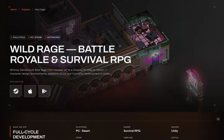 Project page, first screen