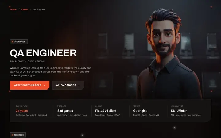 Vacancy page, first screen