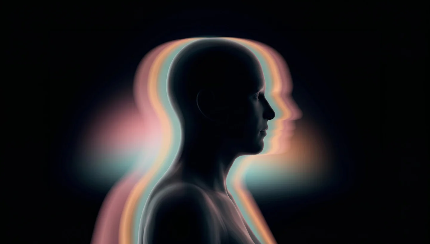 Portrait surrounded by colored light